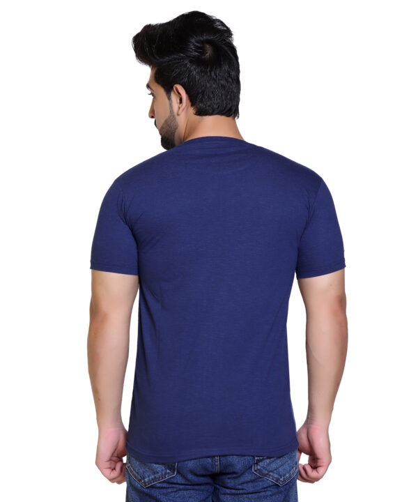 Typography Men Round Neck Blue T-Shirt