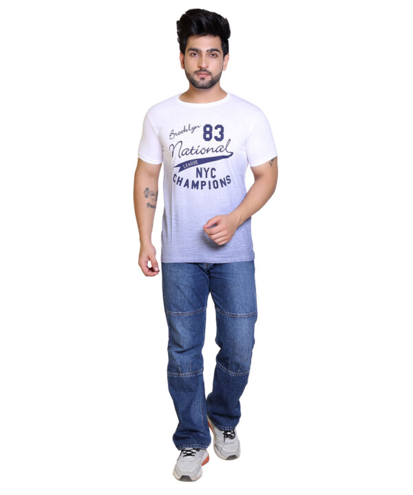 Typography Men Round Neck White T-Shirt