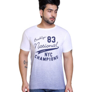 Typography Men Round Neck White T-Shirt