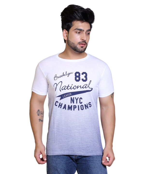 Typography Men Round Neck White T-Shirt