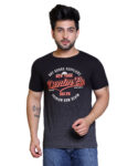 Typography Men Round Neck Brown T-Shirt